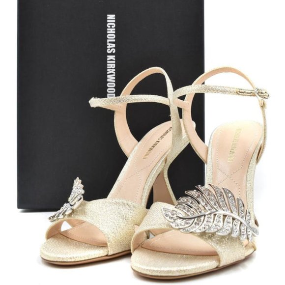 Nicholas Kirkwood Monstera Leaf-Embellished Glitter Sandals - Picture 3 of 9